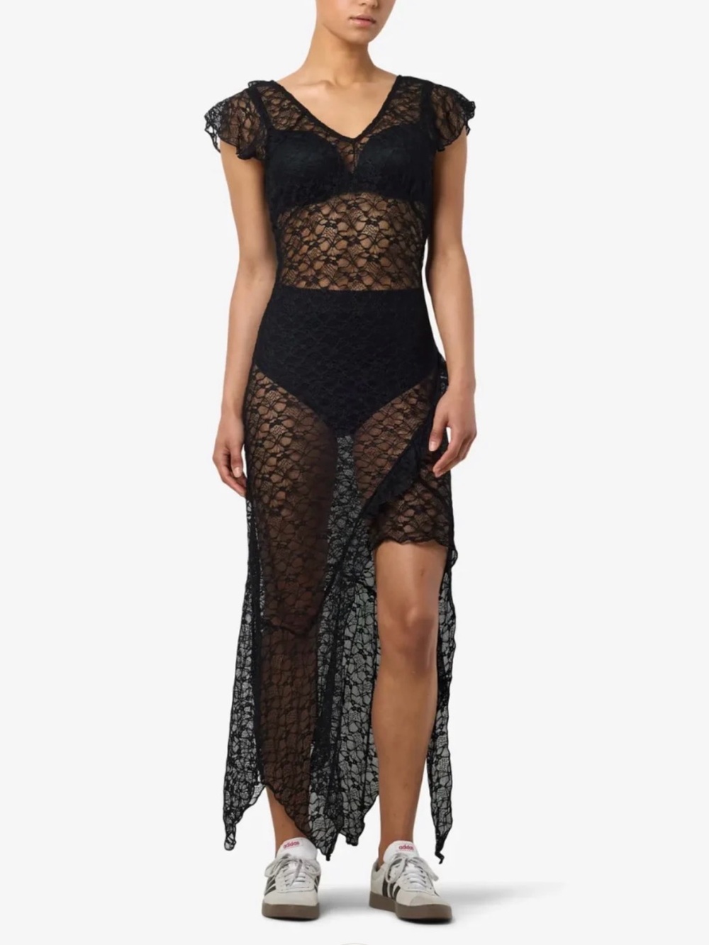 Noisy May Black Sheer Lace Maxi Slip